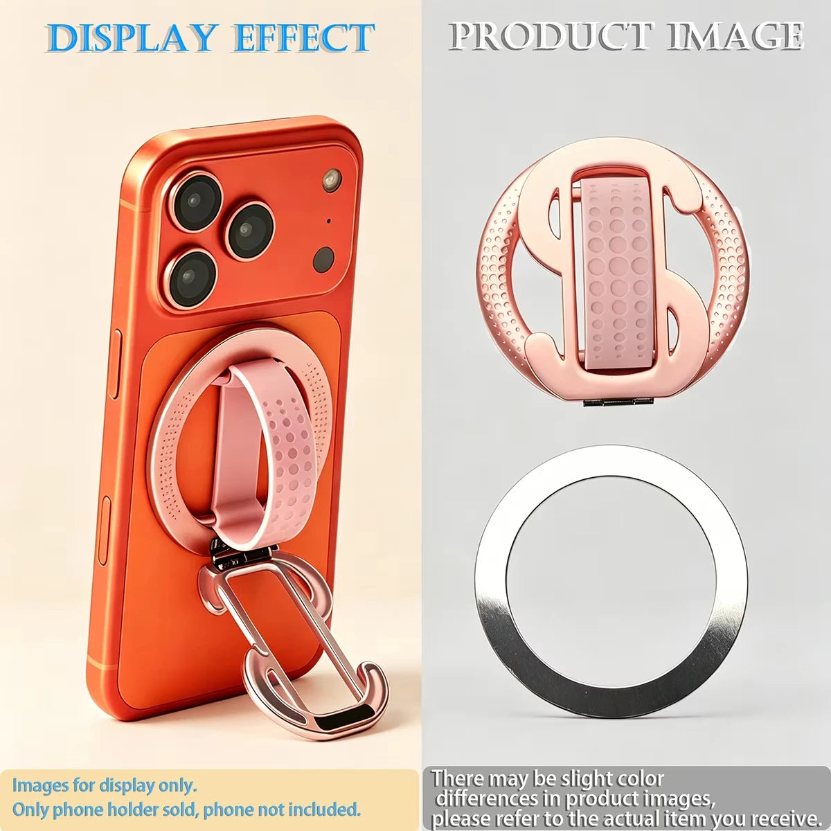 Magnetic Ring iPhone Holder For MagSafe Grip Simplicity Rotation for Phone Foldable Bracket Quake Pink