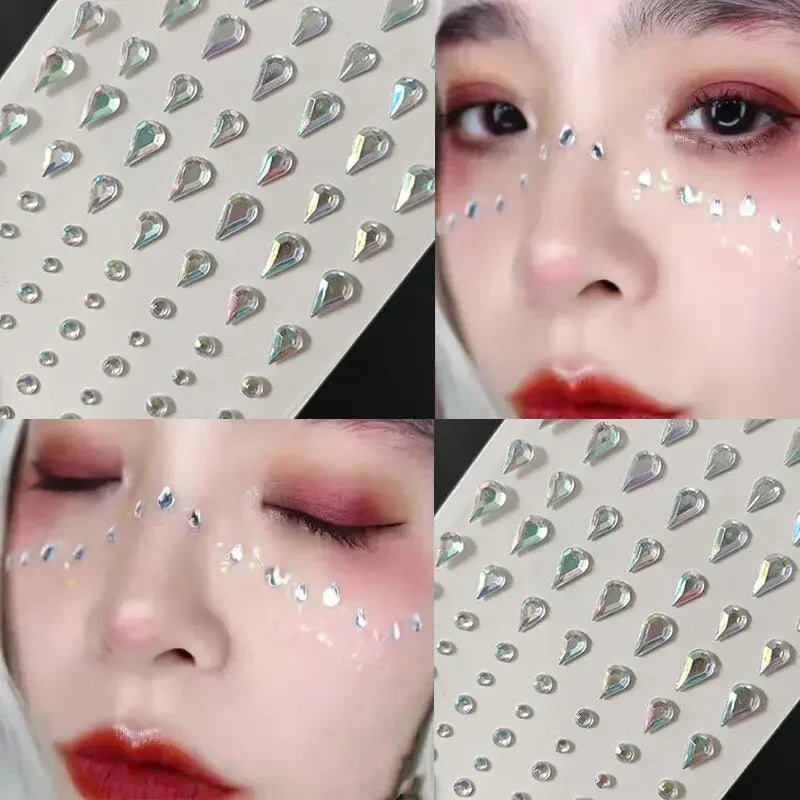 Teardrop Rhinestone Face Stickers – Glam DIY Party Gems