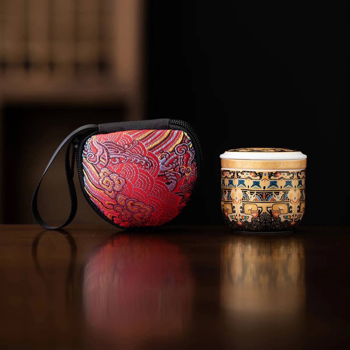 Mini Handmade Ceramic Teapot Single-Person Small Teapot with Storage Bag Portable Kung Fu Tea Set for Outdoor Camping Gift Quake A