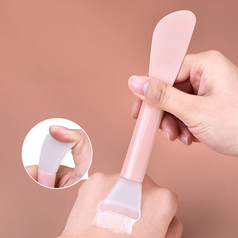 Dual-use DIY Mud Film Brushes Knife Type Flat Head Silicone Plastic Facial Mask Brushes Silicone Film Adjusting Rod Beauty Tools Quake No.1 1pc