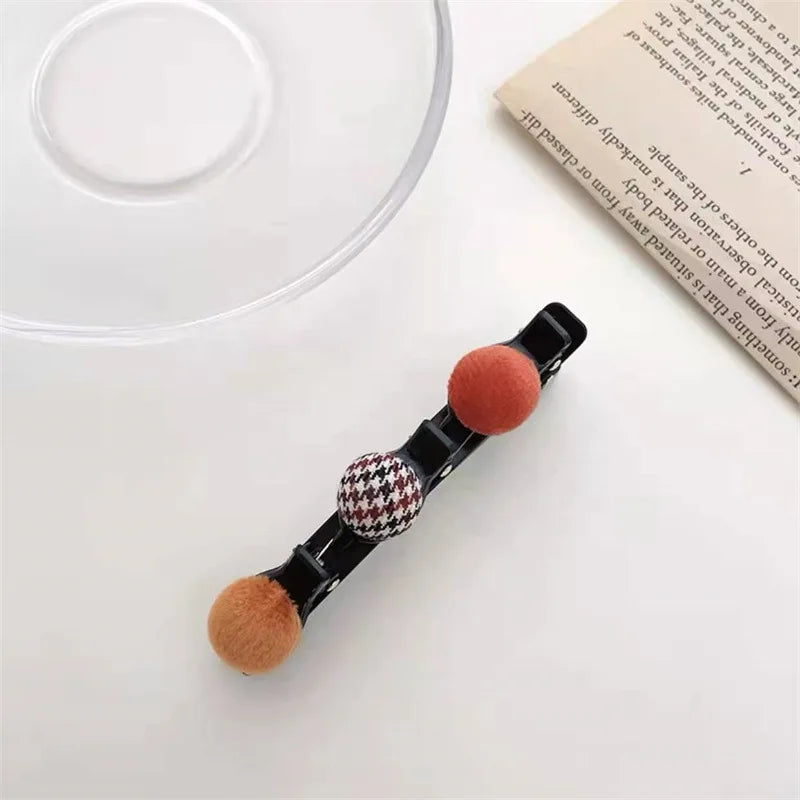 Velvet Bangs Clip Sweet Cute Barrettes Hair Side Clip Fashion Braided Hairpins Hair Accessories Black Headwear Women Style Tools Quake orange