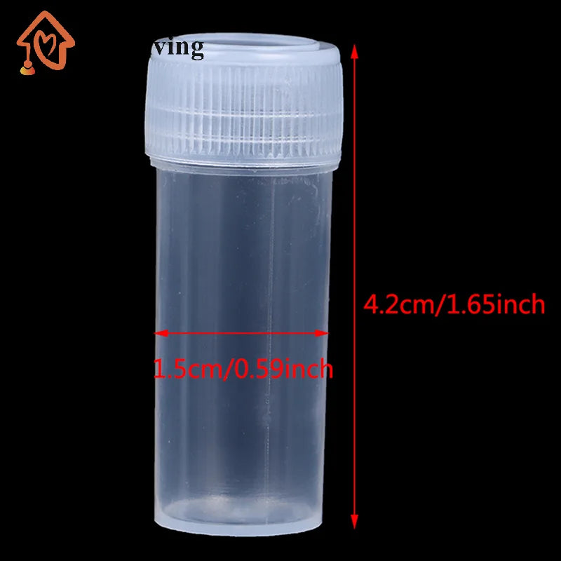 20pcs Translucent 5ml Plastic Sample Bottle Test Tube Mini Bottles Leak Proof Cap Vials Pill Capsule Small Storage Containers Quake