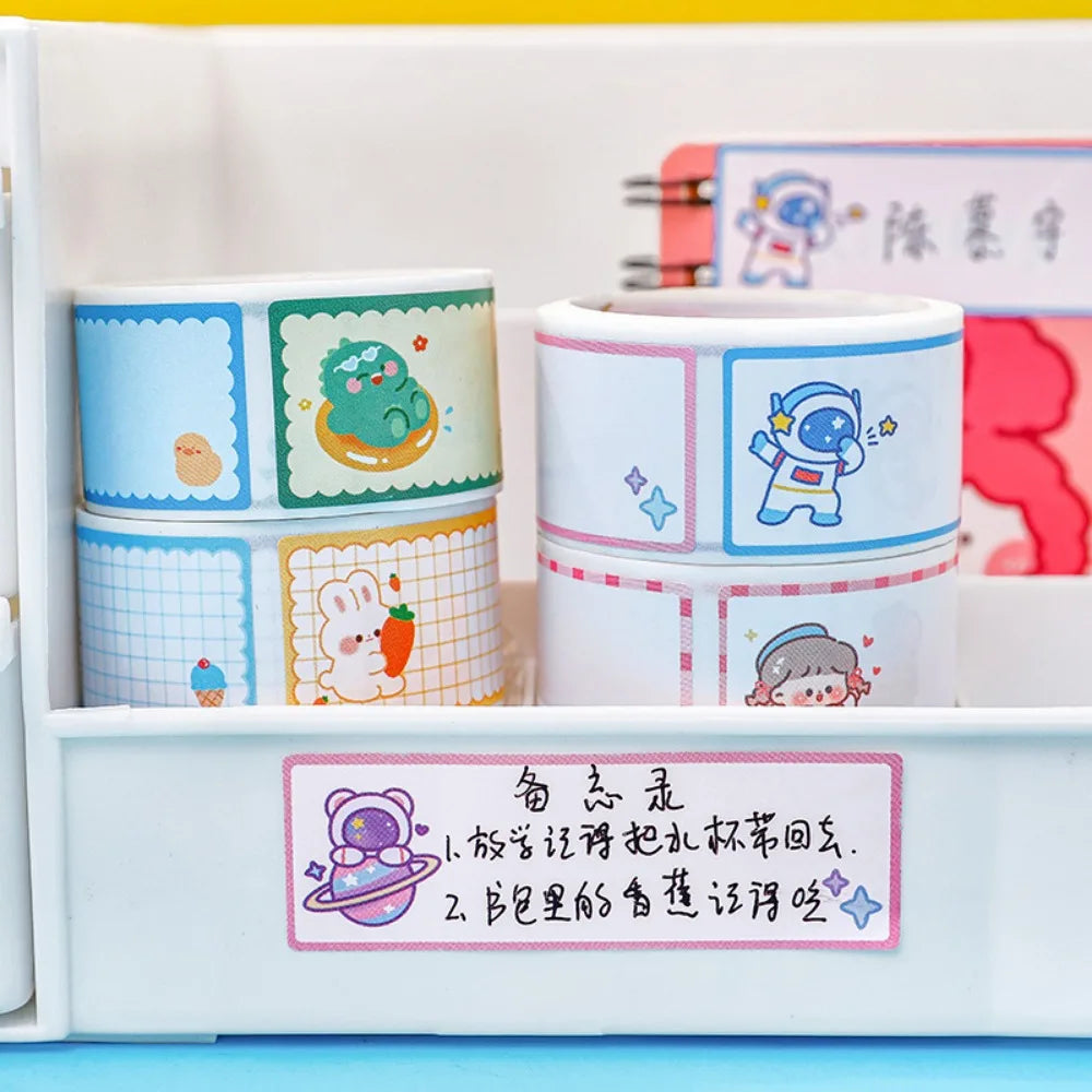60pcs/roll Cartoon Name Stickers DIY Self-adhesive Handwritten Labels Cute Kindergarten Pupils Book Blank Envelope Seal Sticker Quake