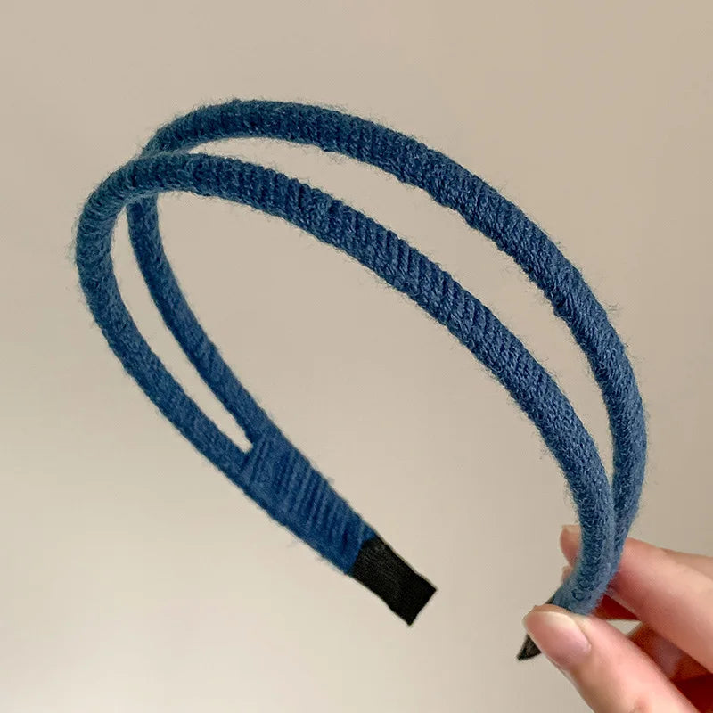 Solid Color Double-layer Yarn Headband for Women Fashion Versatile Headband Makeup Pressed Hair Headband Hair Hoop Styling Tools Quake 5-