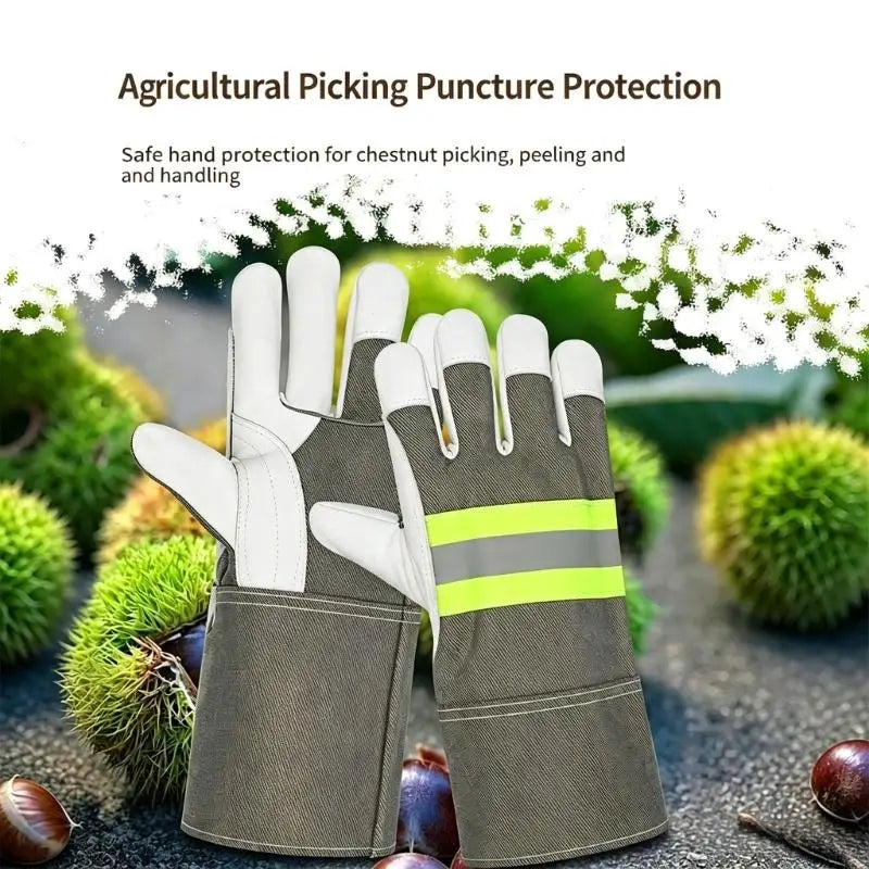 Leather Welding Work Gloves with Extended Canvas Wrist Coverage, Double-Layer Thumb Reinforcement, Finger-Edges Binding, K1KF Quake