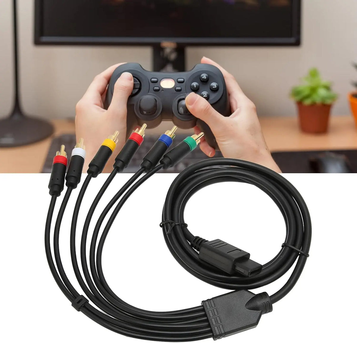 Flexibility RGB RGBS Composite Cable Cord with 4 BNC Heads for NGC N64 SFC SNES Quake