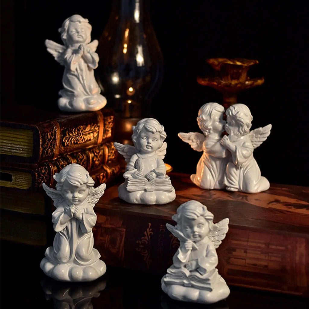 Modern Angel Candle Holder Statue Resin Cherub Shelf Sculpture for Office Ornaments and Decor Quake