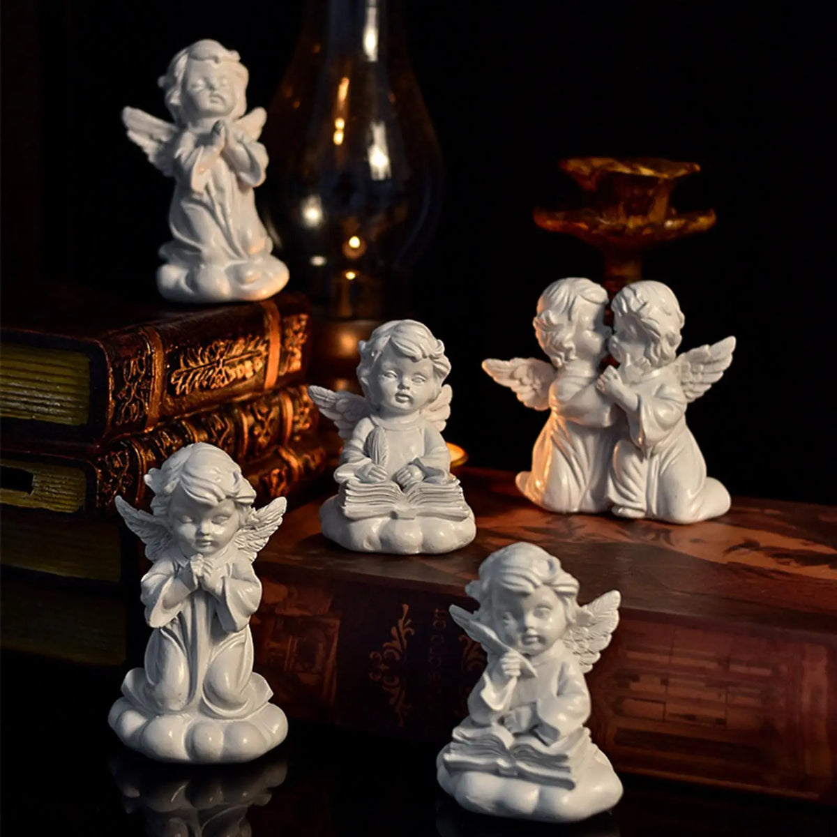 Modern Angel Candle Holder Statue Resin Cherub Shelf Sculpture for Office Ornaments and Decor Quake