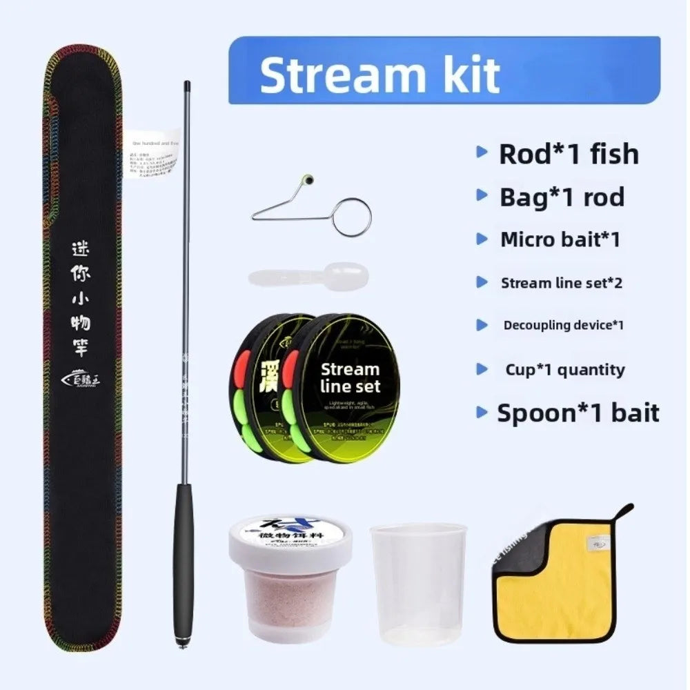 Ultra Light Fishing Rod Ultra-Fine Hand-Held Ultra-Fine Rod Stream Rod Short Section Short Section Rod Beginner Fishing Quake 1.2m- Fishing Set