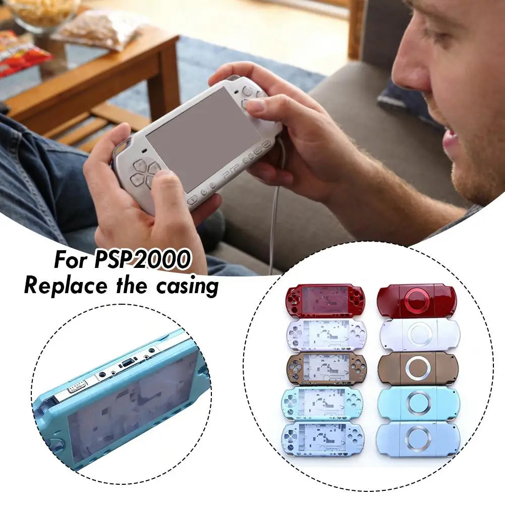 Replacement Full Shell Kit for PSP2000 Console Upper Cover Case Precise Fit Durable ABS Housing Buttons Screws Multi Colors Quake