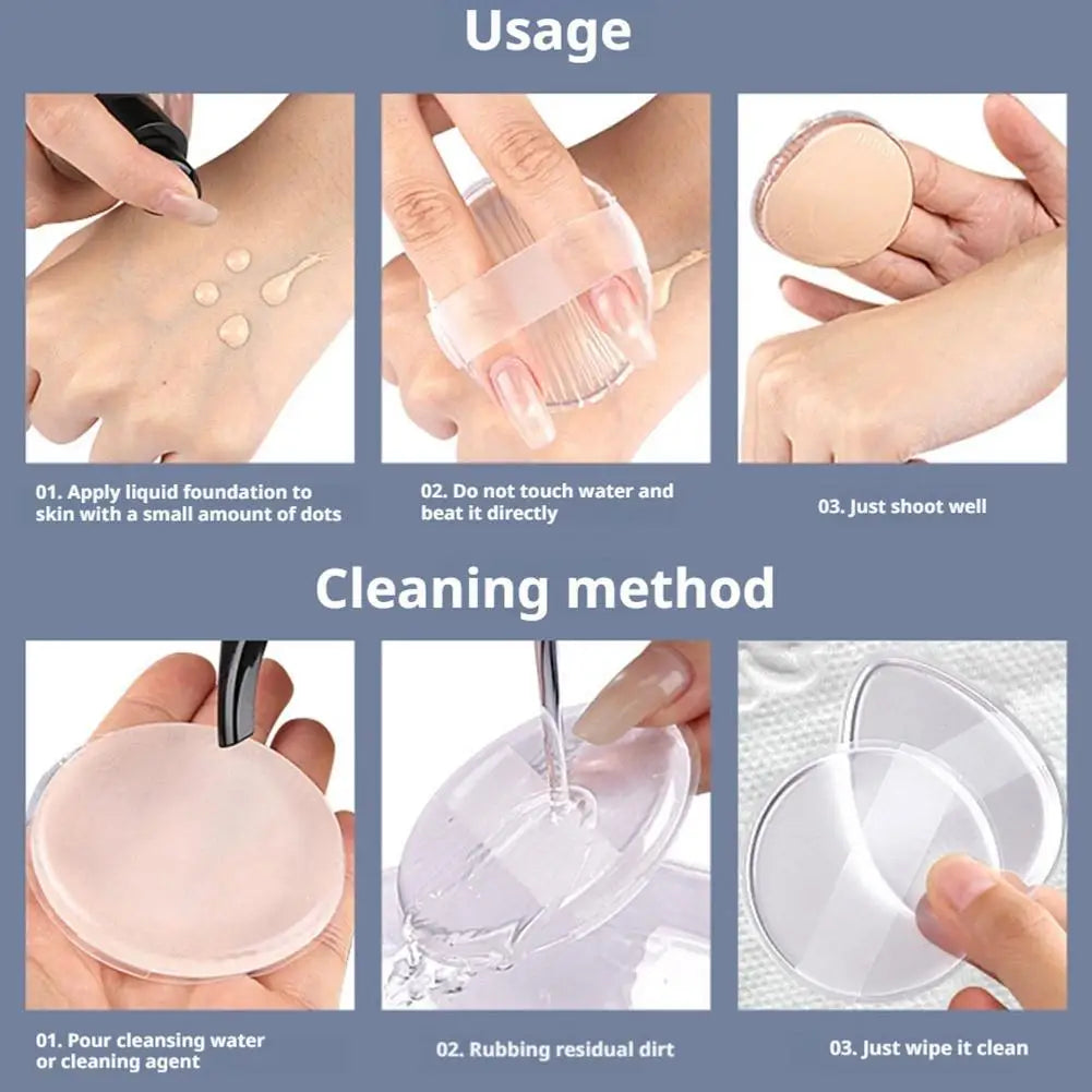 Silicone Powder Puffs,Silicone Makeup Sponge,Washable Foundation Makeup Jelly Puff Sponge Applicator For Liquid Primer Concealer Quake
