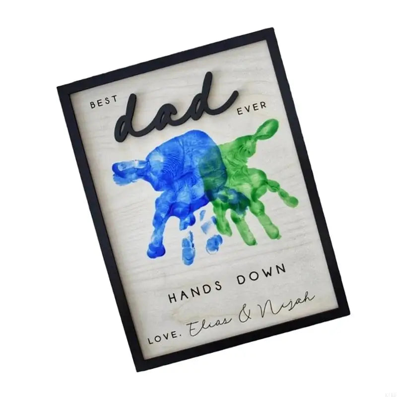 Fashionable Father's Day Gift Handprint Keepsakes Wooden Frame For Dad With Name Engraving And 2 Size Option K1KF Quake