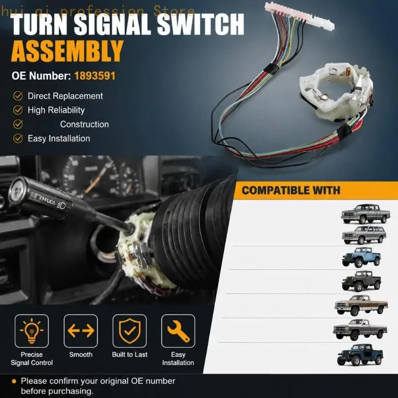 Automotive Multifunction Lighting Control Switches Assembly with Wire Harness for C1500 C2500 Left-Right Signals, Passing H8WE Quake