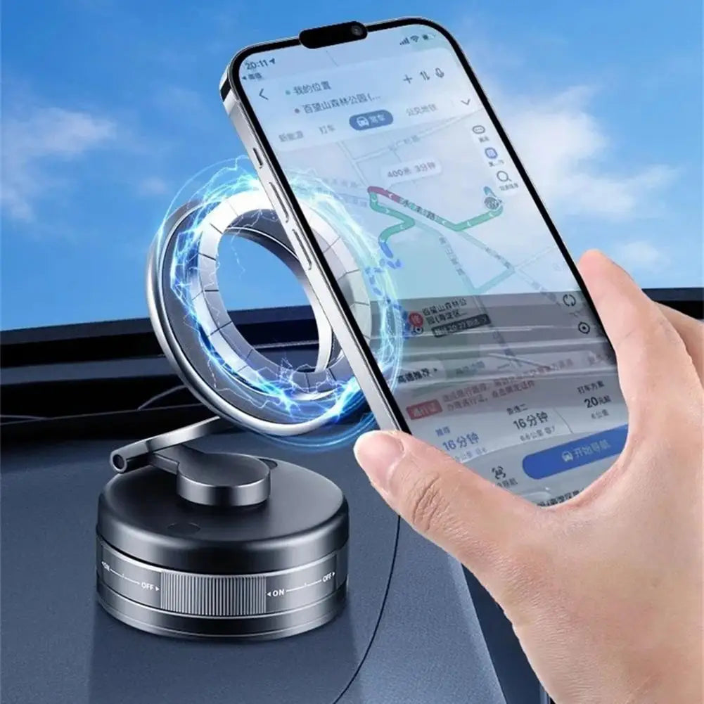 Magnetic Vacuum Car Phone Mount 360 Degrees Rotatable with Strong Suction Adjustable Air Vent Dashboard Holder for Navigation Un Quake