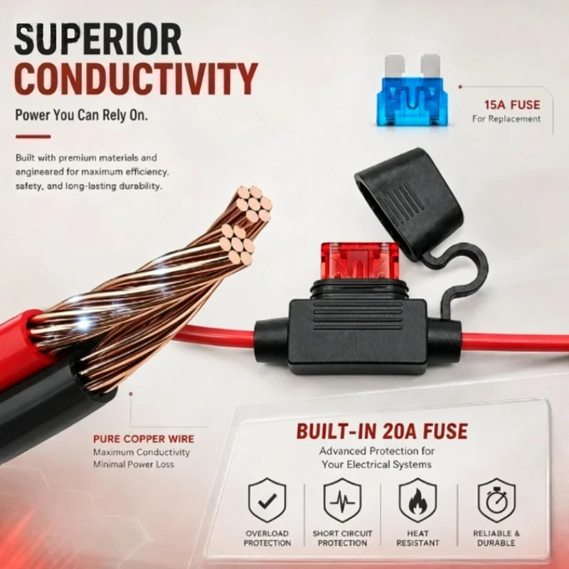 16AWG European DIN Cigarette Lighter to CTEK Connect Cable Automotive Power Wire for Vehicle Battery Charging Quake