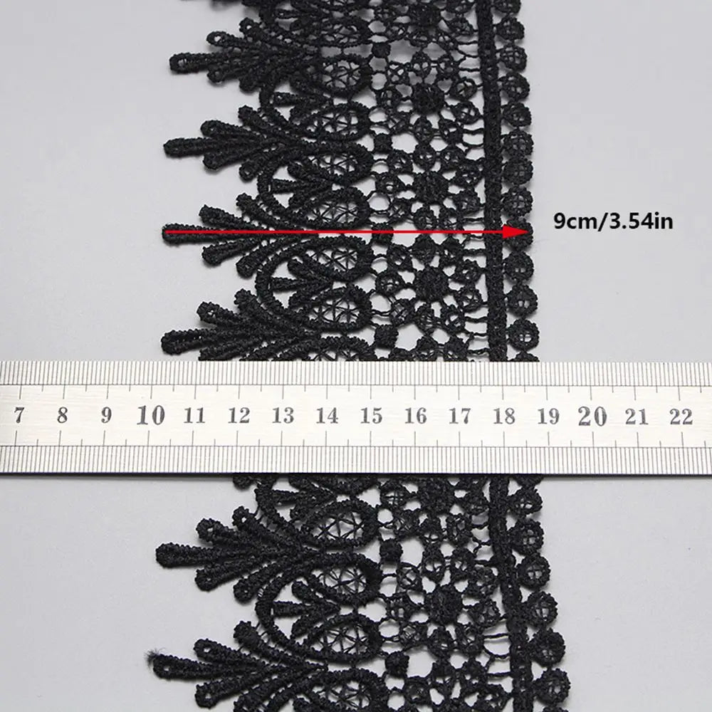1 Yard High Quality Beautiful Black Lace Ribbon Tape 90MM Lace Trim DIY Embroidered For Sewing Decoration African Lace Fabric Quake