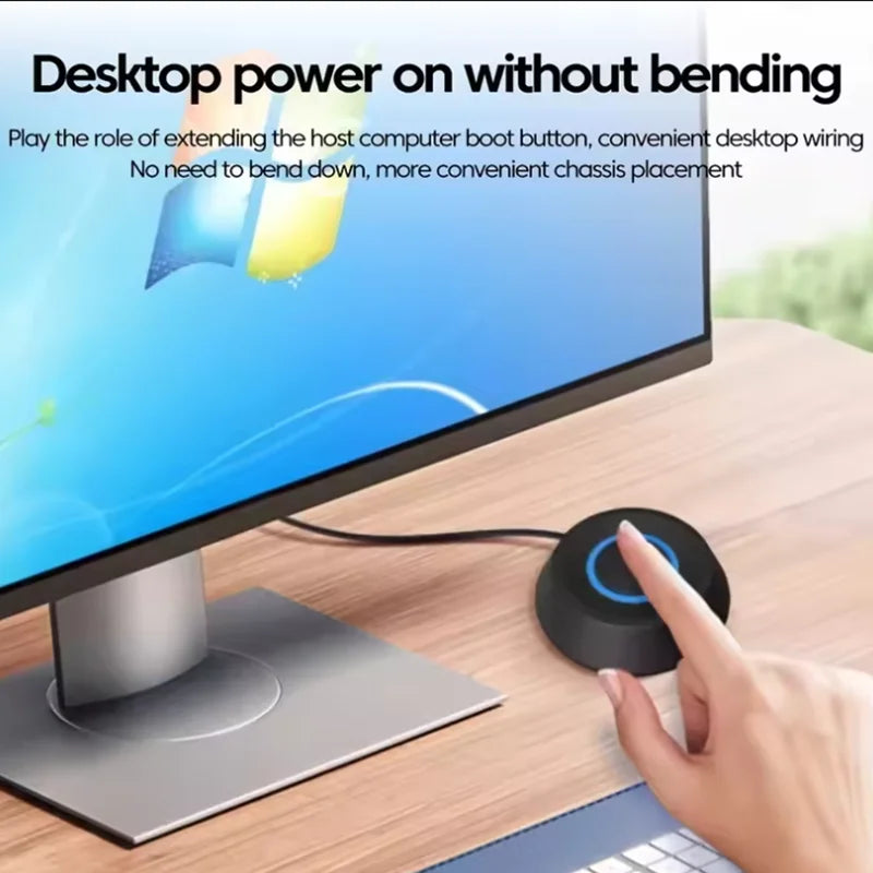 New External Desktop Switch LED Lights PC Motherboard Computer Startup Extension Cable Power On/Off Button For Desktop Computer Quake
