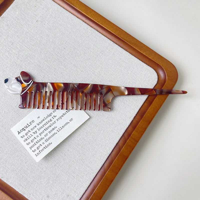 Acetic Acid Wide Tooth Comb Cute Cartoon Animal Detangling Hair Brush Dog Swan Pattern Small Pocket Comb Salon Hair Accessories Quake 28 16cmx3.4cm