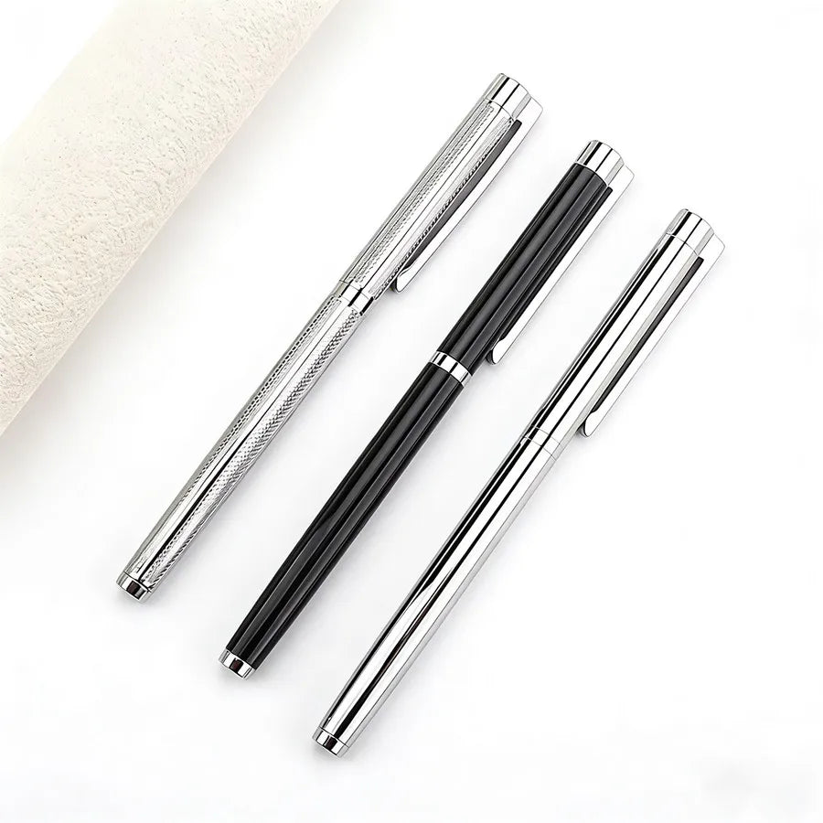 Jinhao 126 Metal Fountain Pen Silver Carved Business Signature Pen for Office Writing Quake