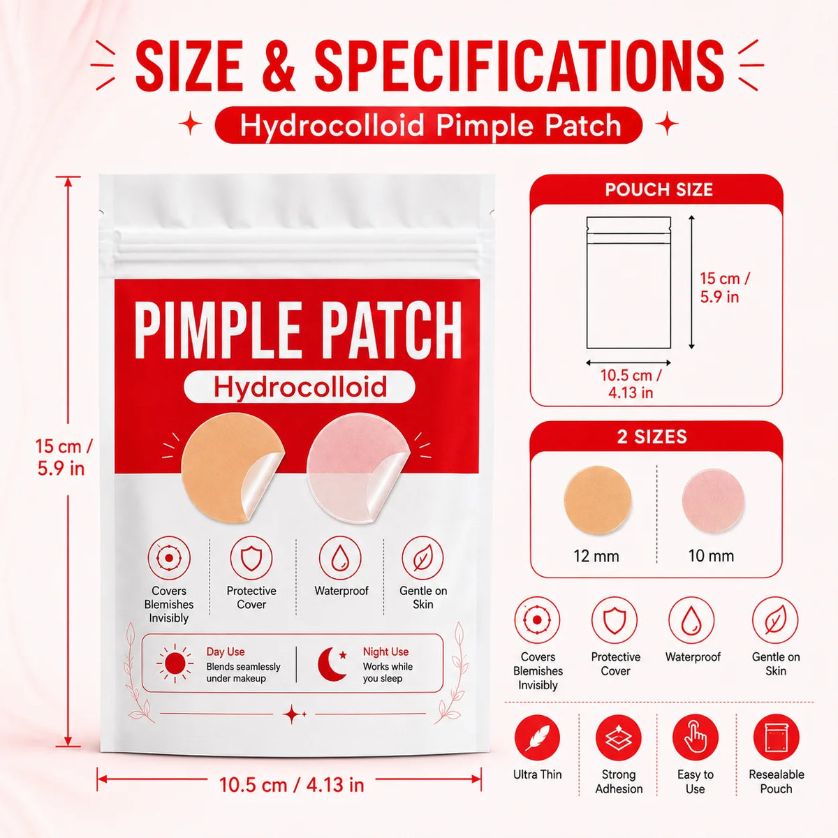360/720Pcs Hydrocolloid Facial Concealer Patches, Nude & Clear 2 Shades, Invisible Blemish Cover Stickers, Day & Night Use Quake
