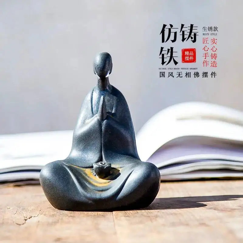 Chinese Style National Style Formless Buddha Statue Zen Ornament Study Room Decoration Tea Pet Imitation Cast Iron Handmade Quake
