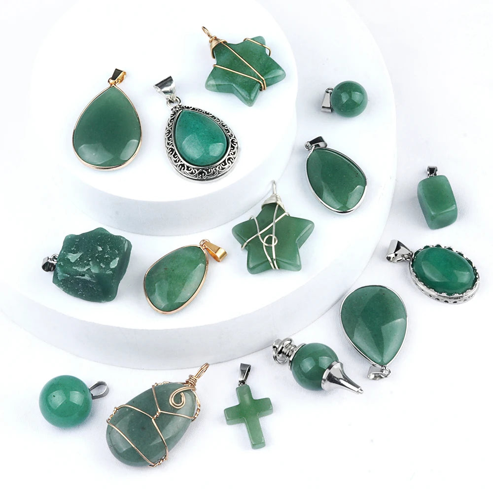 Green Aventurine Pendant Natural Stone Irregular Pendant Charms For Jewelry Making DIY Necklace Bracelet Accessory Quake