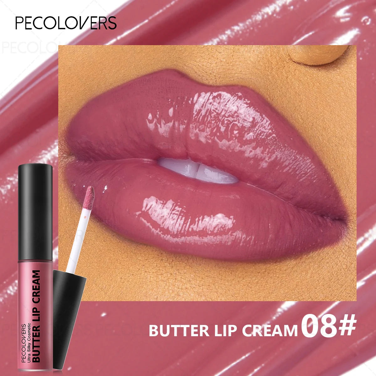 1PC Buttery Short Lip Gloss, Moisturizing Lipstick, High Color Rendering, Suitable for Various Makeup Looks, Lip Cosmetics Quake 08