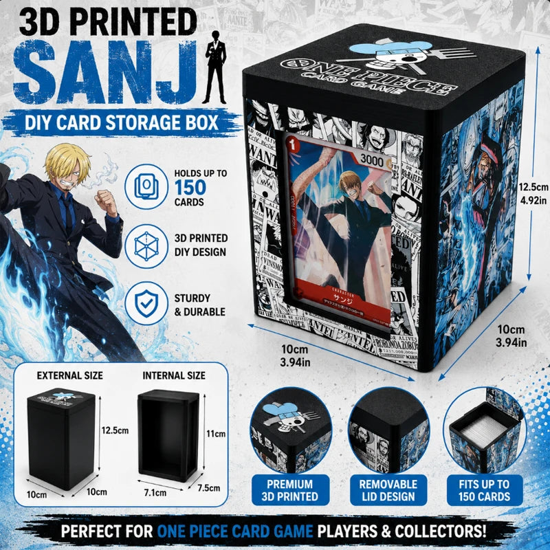 Hot New One Piece Sanji 3D Printed Card Storage Box Large Capacity Deck Holder Desktop Decor Organizer Anime Gift for Fans Quake
