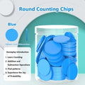 100pcs Plastic Counting Chips Addition Subtraction Operation Board Games Tokens Counting Toy Colored Round Teaching Tool Quake Blue
