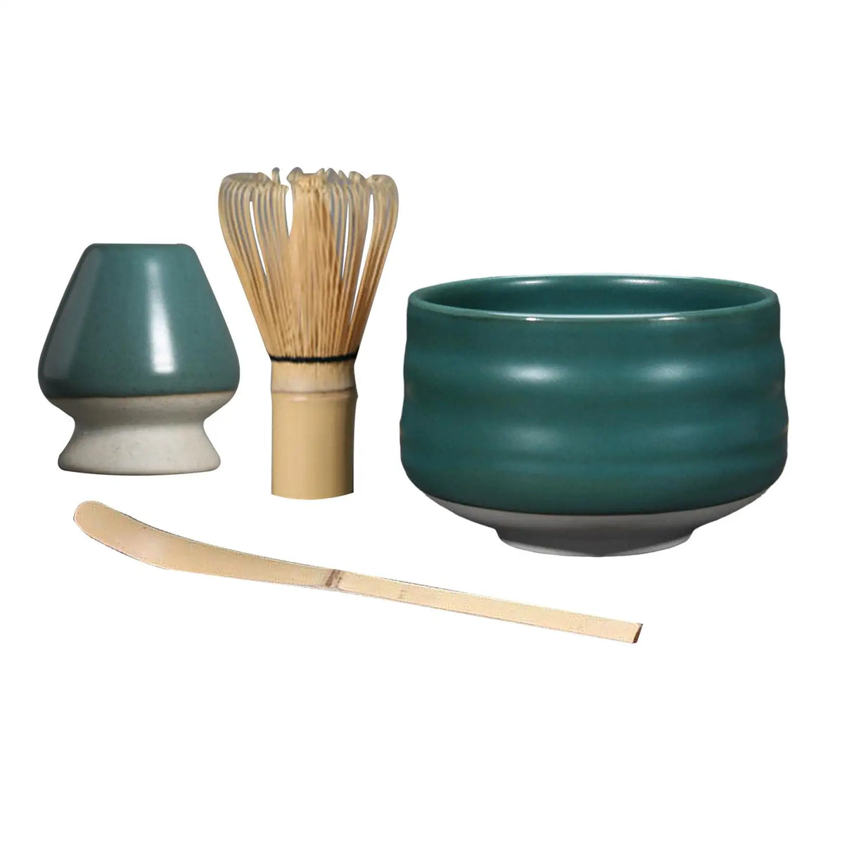 Traditional Matcha Set, Bamboo Matcha Whisk, , Ceramics Whisk Stand Japanese Matcha Preparation, Quake Matt green