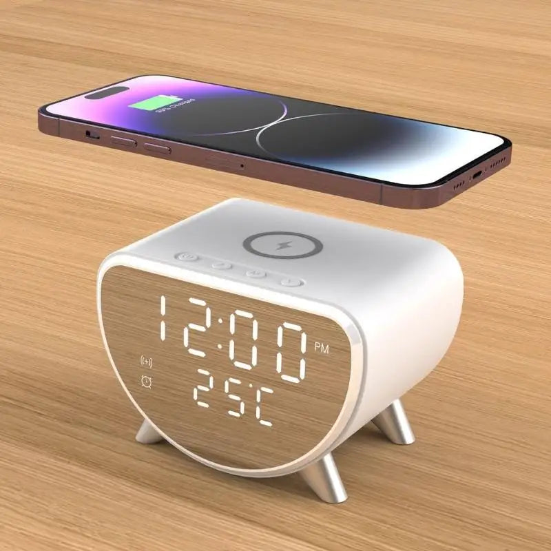 Desktop Wireless Charging Alarm Clock with LED Screen, Alarm Function and Temperature Reading for Daily K1KF Quake