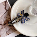 Korean Hollow BB Clip Simple Exquisite Ribbon Bow Rhinestone Duckbill Clip Temperament Bangs Side Clip Women Hair Accessories Quake Black