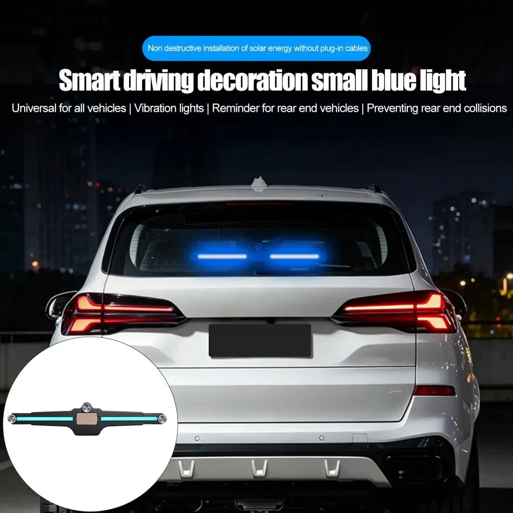 Solar Car Window Light, LED Blue Safety Lamp for Rear Windshield, Universal Suction Cup Warning Light for SUVs Sedans And Trucks Quake