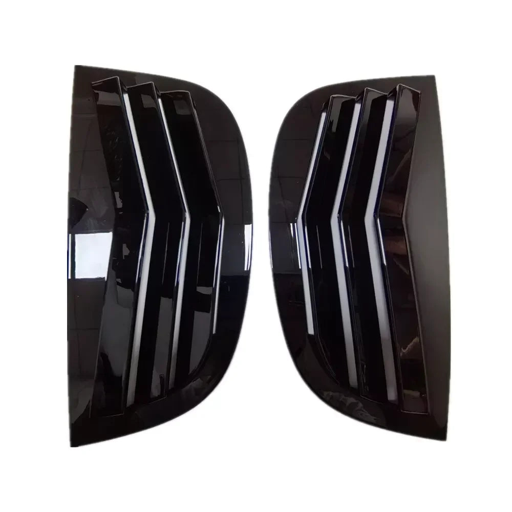 For Peugeot 208 2018 2019 2020 2021 2022 2023 2024 Car Rear Louver Window Side Shutter Cover Trim Sticker Vent Scoop Carbon ABS Quake Gloss Black