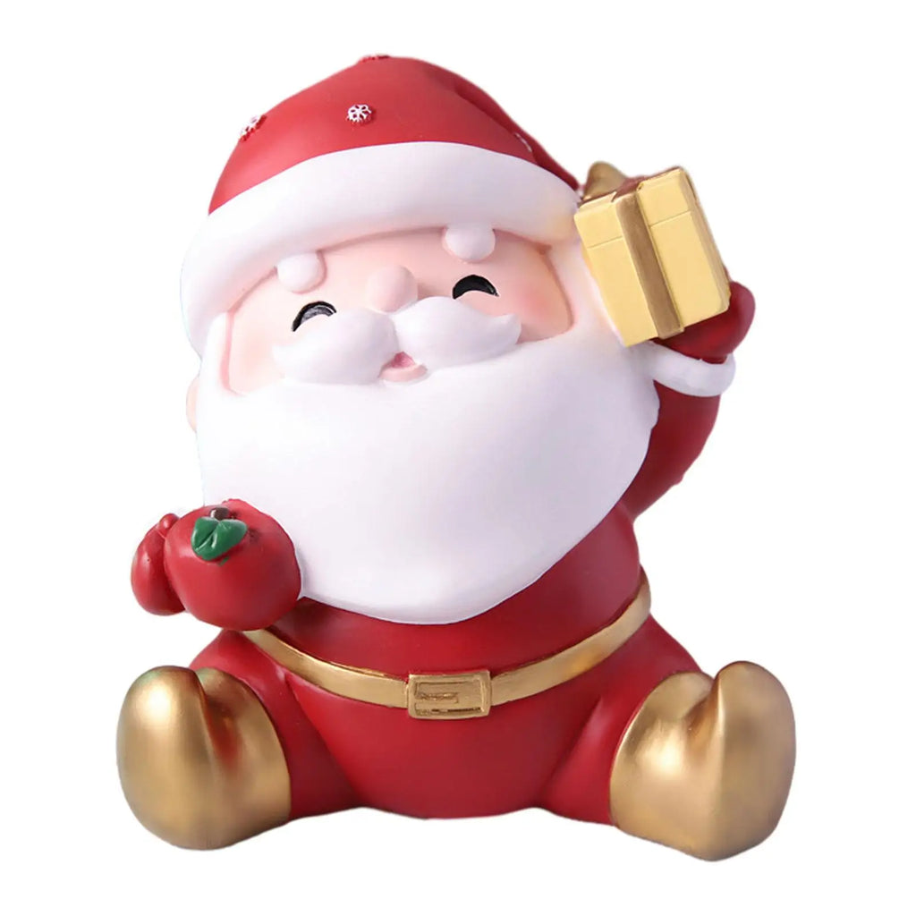 Christmas Decoration Piggy Bank Figurine Xmas Miniature Hand Painted Photo Prop Shelf Sculpture for Christmas Decor Quake sitting posture