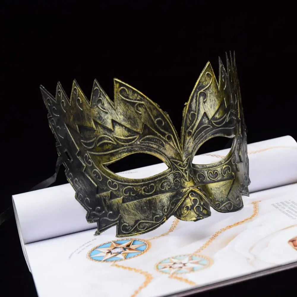New Vintage Masquerade Mask Men Gold Roman Soldier Mask Adjustable Cosplay Party Phantom Opera Eyemask Quake gold