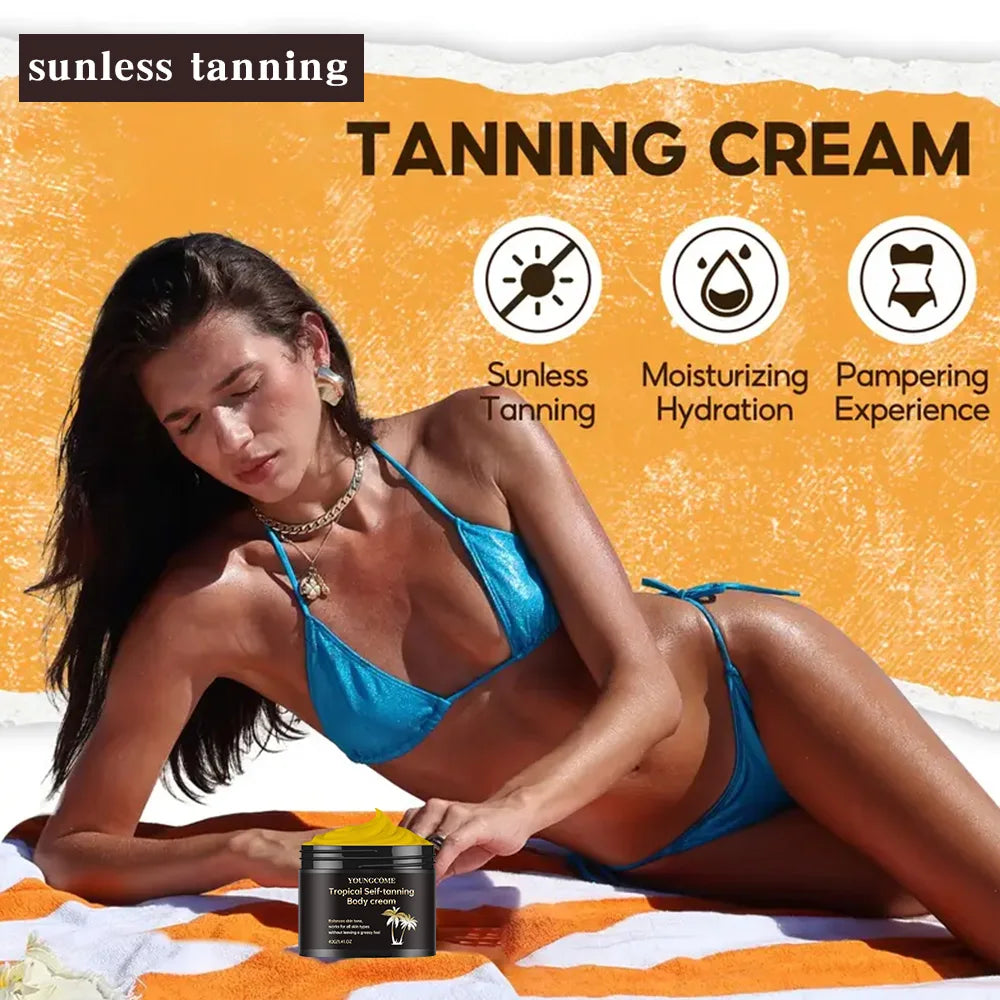  Body Tanning Cream Self Tanner Booster Brown Sun Bronzer Repair Nourishing Skin Coloring Sunless Lotion Quake