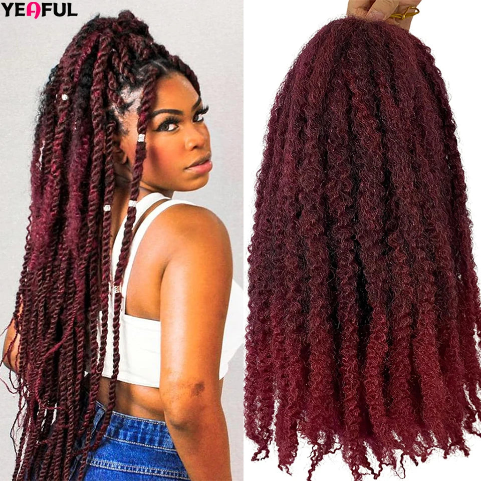Yeaful 18 Inch Synthetic Marley Twist Braiding Hair Red Black Brown Ginger Bug Blonde #4 Pre Looped Marley Twists Crochet Hair Quake