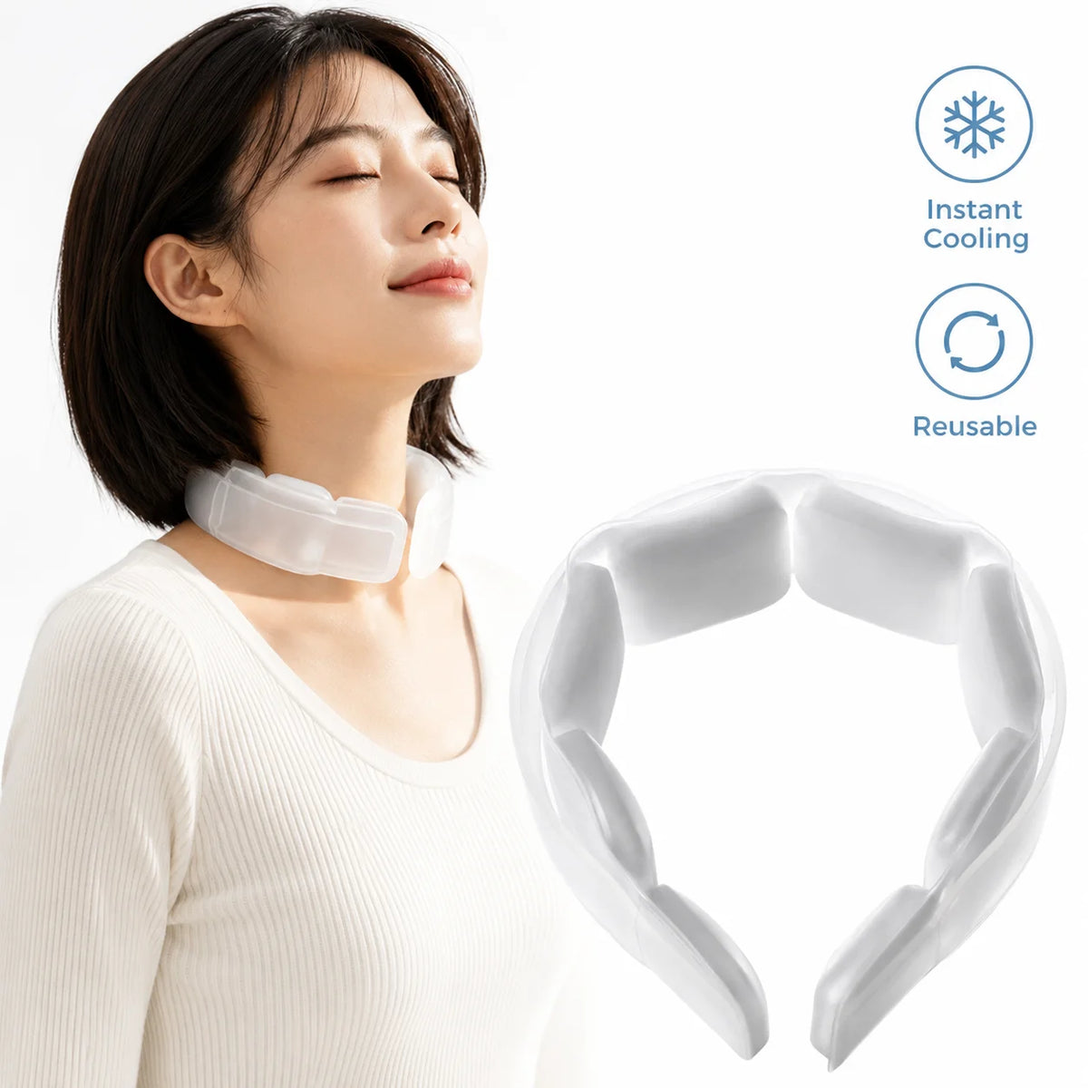 New Summer PCM Ice Neck Ring Hanging Cooling Collar Outdoor Portable Heat Relief TPU Soft Long Lasting Cool Essential Quake