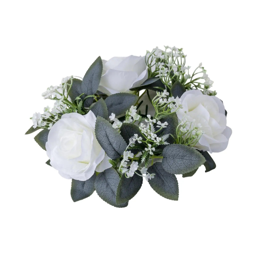 Faux Eucalyptus Candle Wreath Floral Ring Candle Holder for Dinner Table Centerpiece Event Decor Quake