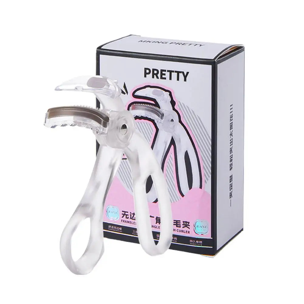 PRETTY Wide Angle Eyelash Curler Borderless Lash Lifting Tool with Built In Comb for Separated Defined Curled Lashes Quake white