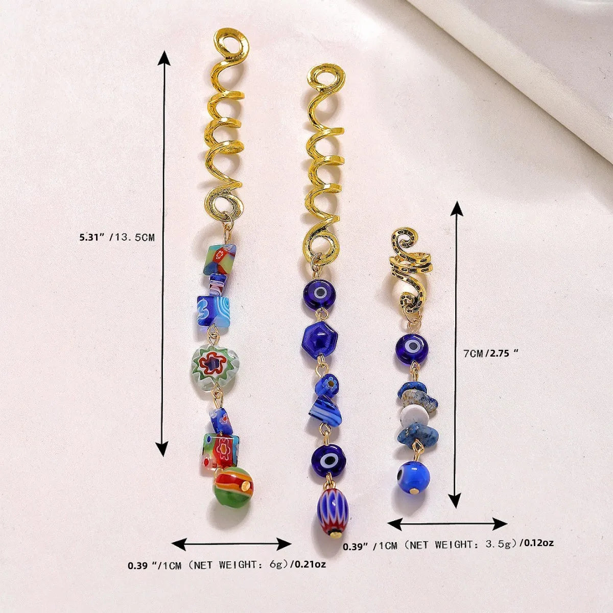 1/3pcs Blue Stone Pendant Hair Rings Dreadlock Styling Accessories Cuff Clip Hair Braid Dirty Spiral Braid Beads Hairpin Jewelry Quake