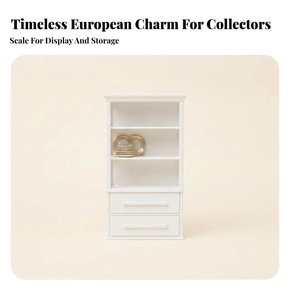 Mini Dollhouse Bookcase European Style White Cabinet with Drawers for Tiny Room Displays and Collectors Quake Default Title