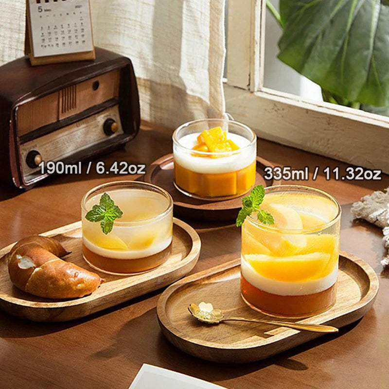 YWDL 190/335ml Clear Glass Dessert Bowl Set Heat Resistant Jelly Pudding Cup Mousse Ice Cream Mould Dipping Dish Condiment Bowl Quake