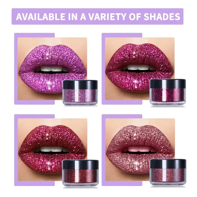 4Color Glitter Lip Kit-Long-Lasting Glitter Lipstick with Base and Brush,Multi-Use Lips,Face,Body,Eye,Hair-Adults,All Skin Types Quake