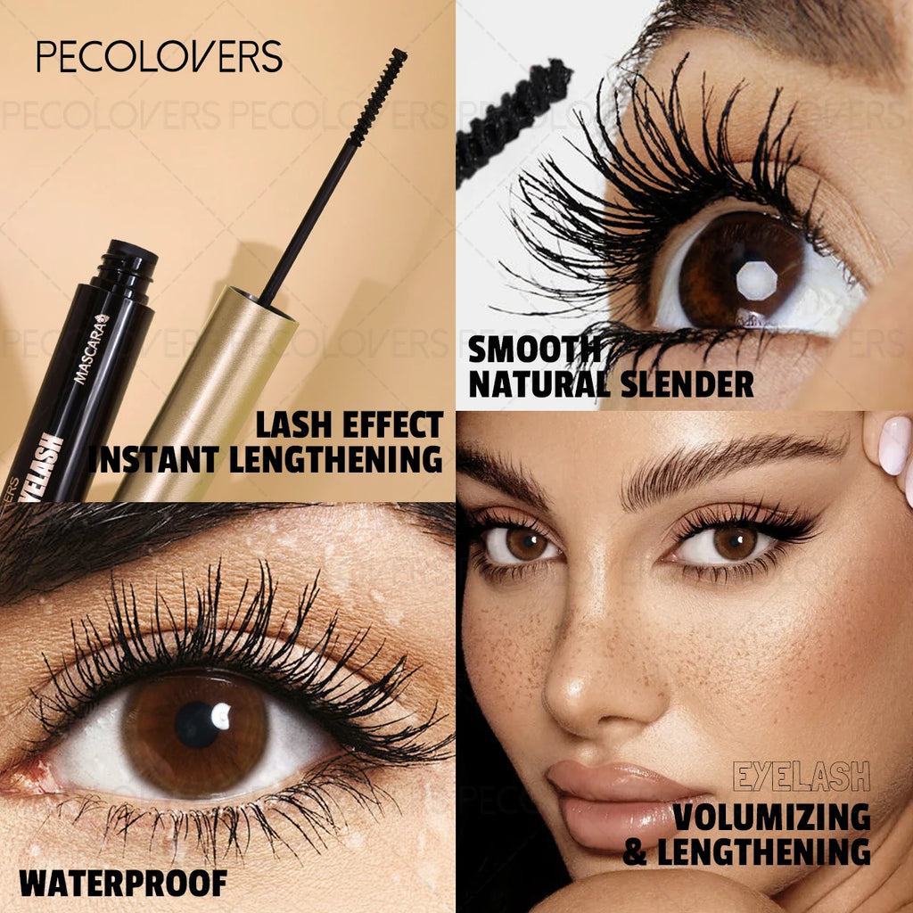4D Silk Fiber Mascara, Waterproof Lengthening Curling, Waterproof Clump-free Long-lasing, with Thin Brush, Beginner-Friendly Quake