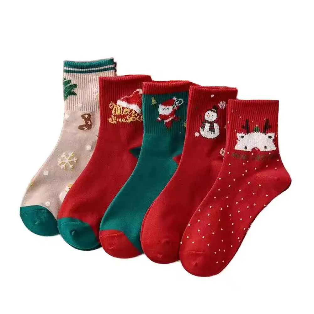 5 pairs animated Christmas sock ornaments Merry Christmas Gifts and Decorations for the Home Xmas Supplies for a Happy New Quake B