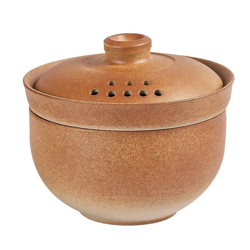 One-person quick cup covered bowl travel tea set mini tea water separation tea maker outdoor stoneware wood-fired portable suit Quake