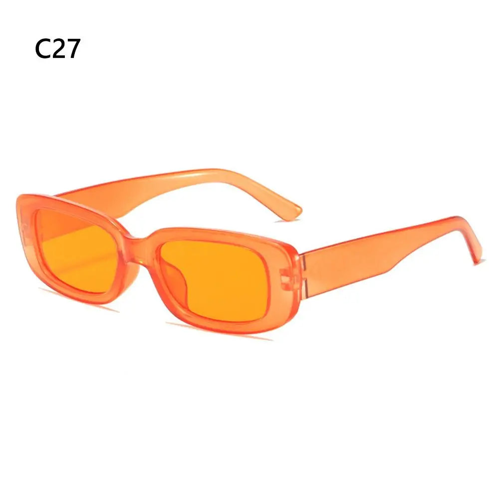 Trendy Narrow Square Frame Y2K Sun Glasses Candy Color UV400 Protection Rectangle Sunglasses Black Shades for Women Men Quake C27
