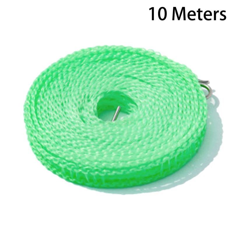 5/10Meters Portable Clothesline for Outdoor Indoor Home Travel Air Drying Rack for Clothes , Windproof Quake 10 Meters Green
